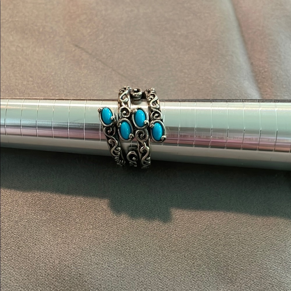 Carolyn Pollack Blue and Silver Ring with Turquoise - Picture 2 of 2